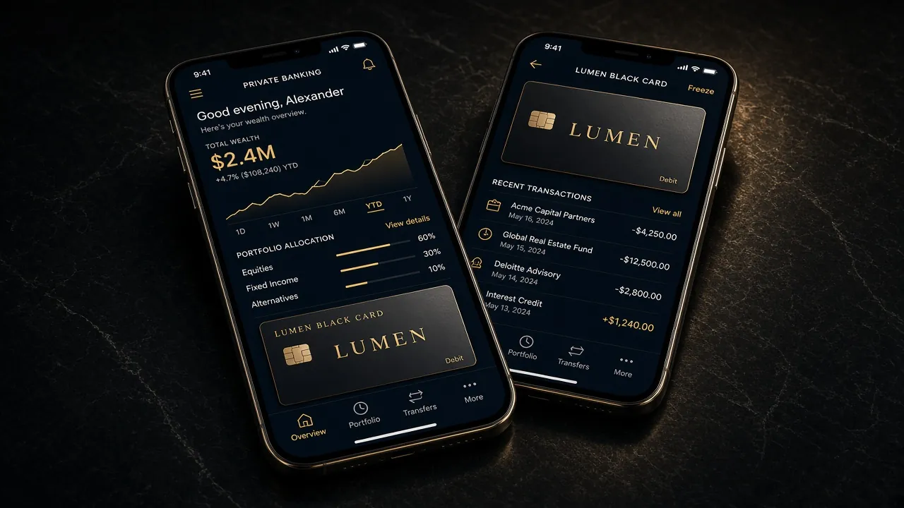 Концепция мобильного банковского интерфейса Lumen